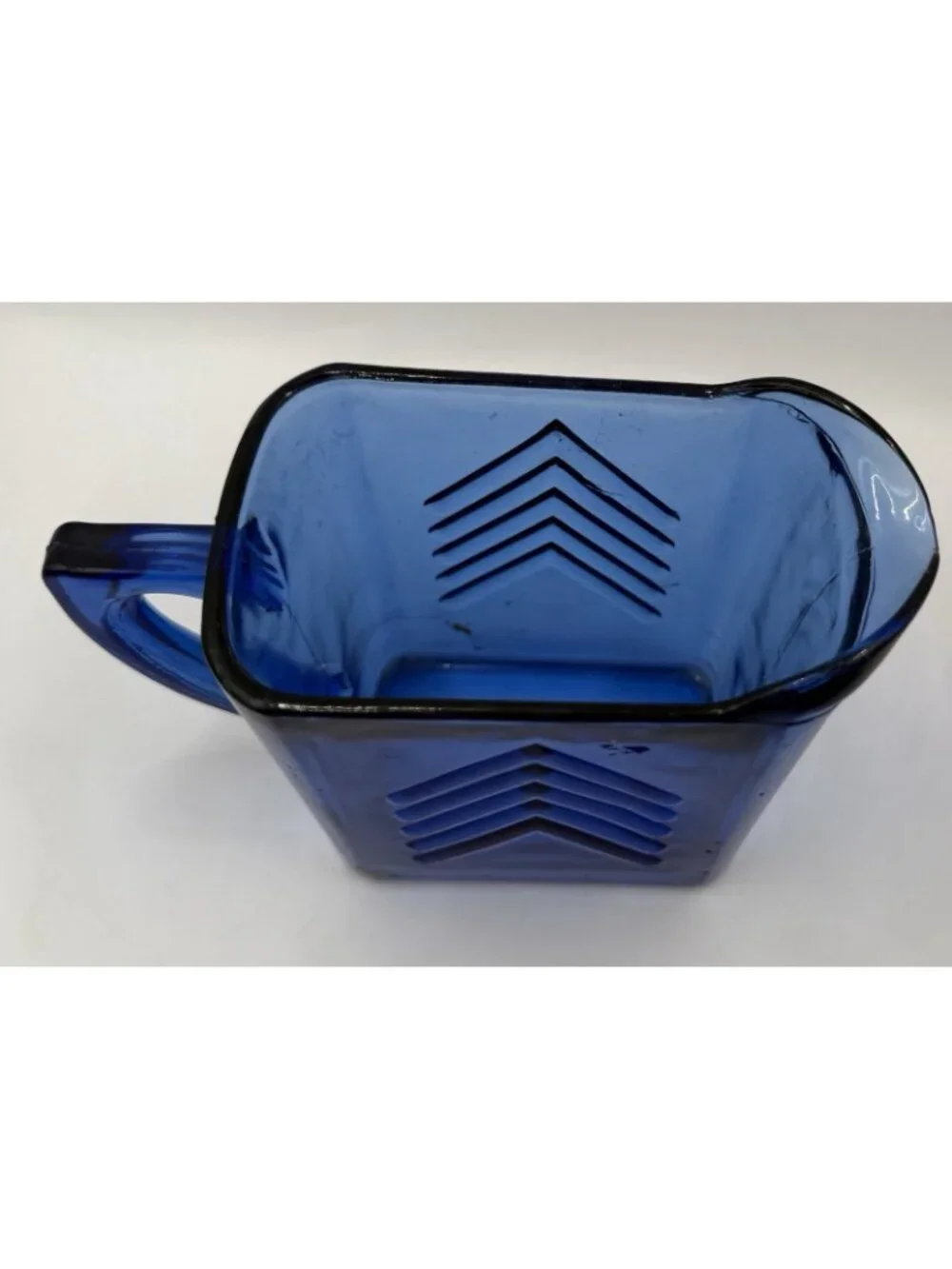 Vintage Chevron Cobalt  Blue Creamer Sugar Pitcher Set